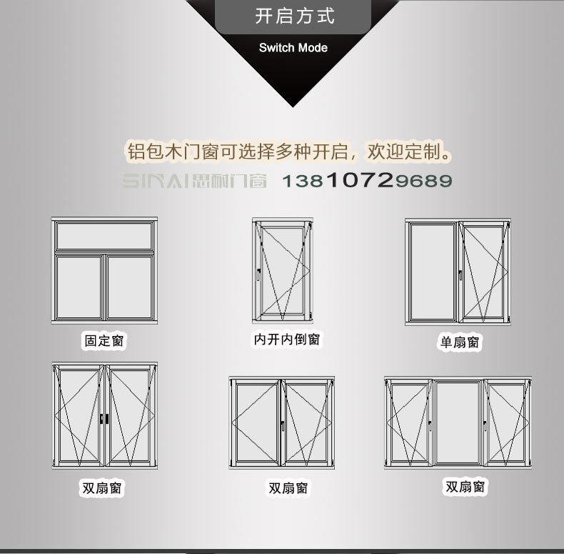 鋁包木門窗開(kāi)啟方式